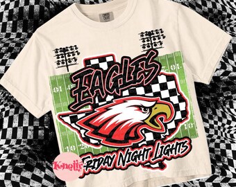 Retro Grunge -  Mascot-EAGLES PNG - School Spirit - Red