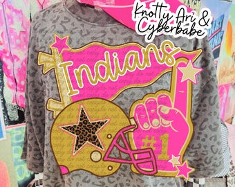 Preppy Indians Pink Green PNG File- School Spirit - DIGITAL DOWNLOAD
