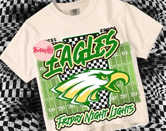 Retro Grunge -  Mascot-EAGLES PNG - School Spirit - Green gold - Illinois