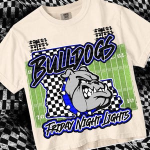 Retro Friday Night Lights -  Mascot-Bulldogs Football PNG - School Spirit - Royal Blue Black - Lousiana
