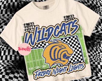 Retro Pop Friday Night Lights Mascot-WILDCAT PNG - School Spirit Gold Blue Oklahoma