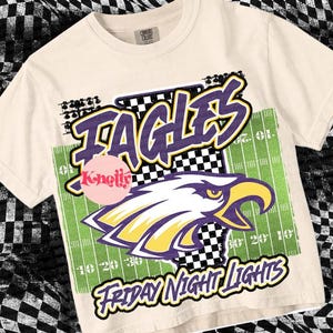 Retro Grunge -  Mascot-EAGLES PNG - School Spirit - Purple gold - Illinois