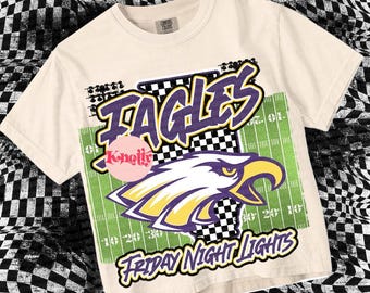 Retro Grunge -  Mascot-EAGLES PNG - School Spirit - Purple gold - Illinois