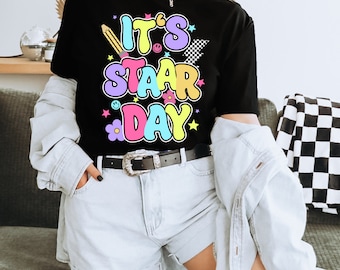 Retro Pastel TESTING shirt- It's STAAR Day!- Teacher Shirt PNG