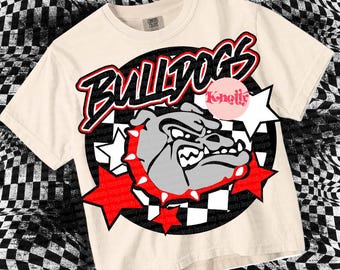 Retro Stars -  Mascot-Bulldogs SVG & PNG - School Spirit - Red