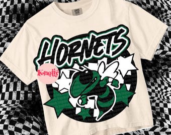 Retro Pop -  Mascot-Hornets PNG - School Spirit - Green black