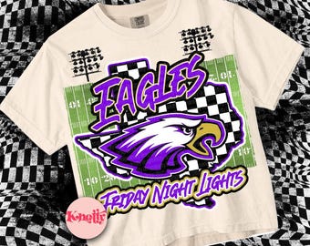 Retro Grunge -  Mascot-EAGLES PNG - School Spirit - Purple