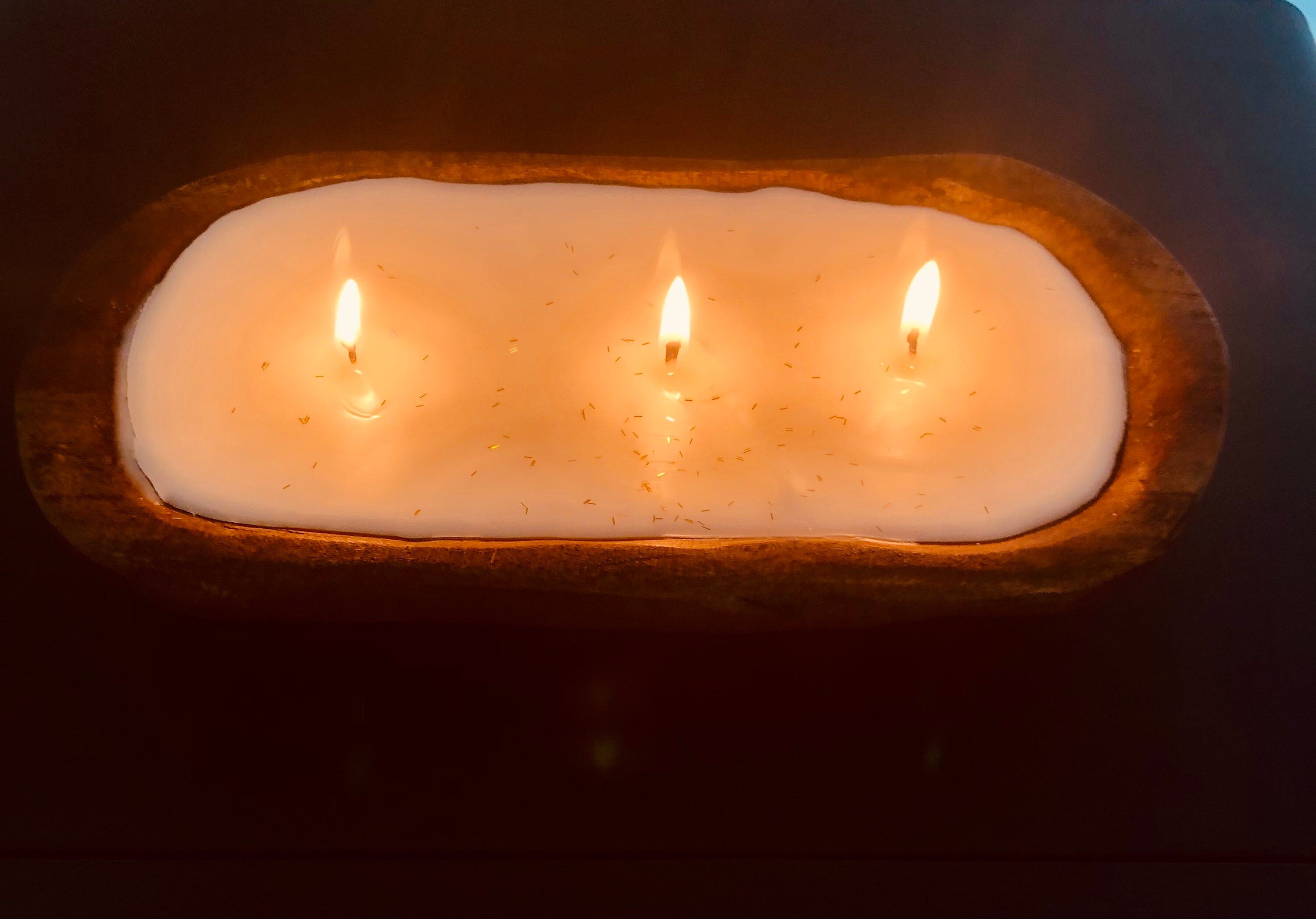 Dough Bowl Candle/crackling Wooden Dough Bowl Candles