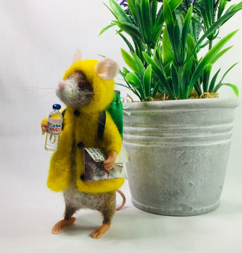 BEST SELLER Handmade Needle Felted Stuart the Little Hiking / Camping Gift Mouse image 3