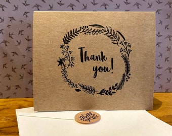 Rustic Natural Folded Thank You Gift Card, Seal & Envelope With Botanicals