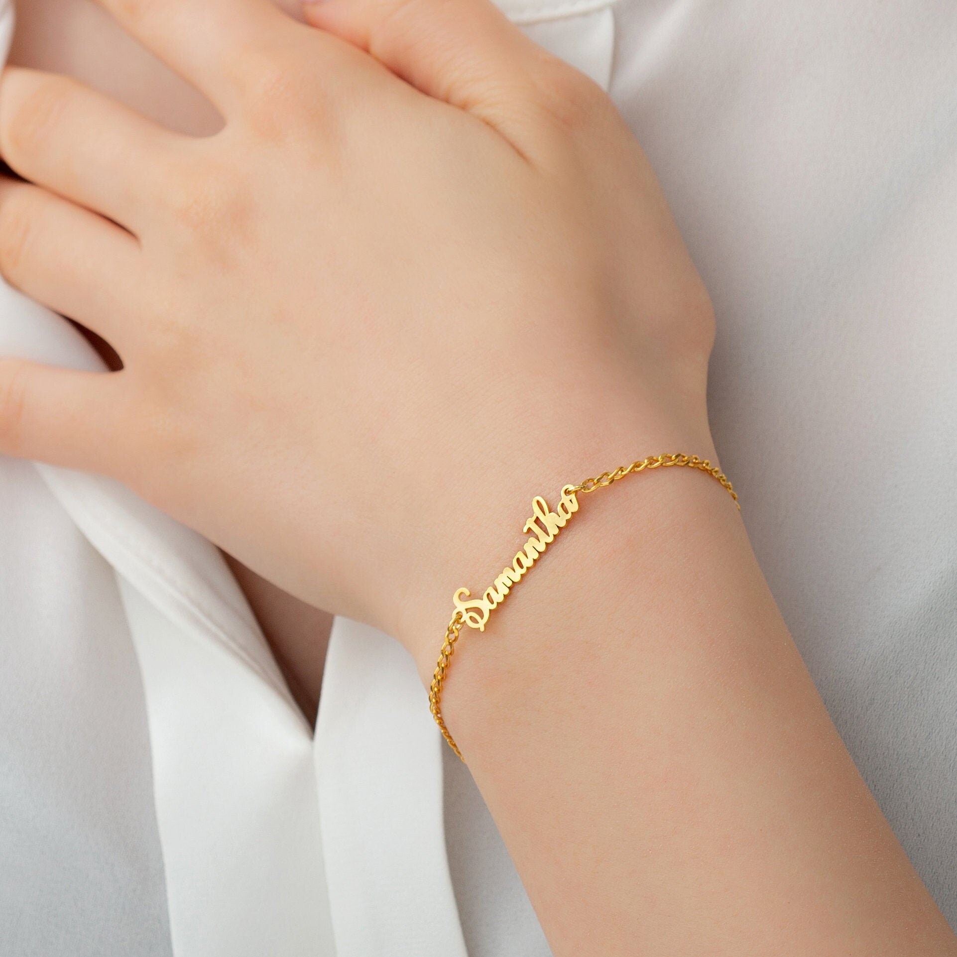 Gold Name Bracelet Bracelet Personalized Gifts 14K Solid Etsy