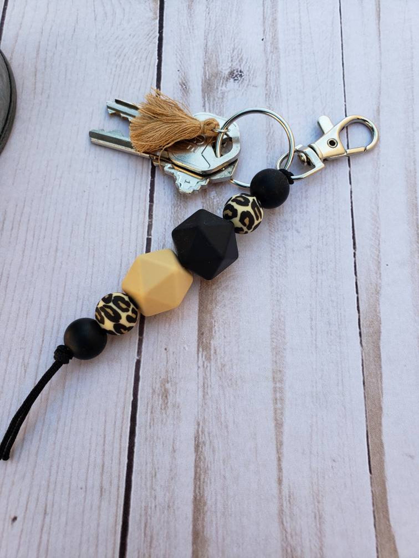 Beaded key chain Beaded key holder Badge holder Key holder Etsy