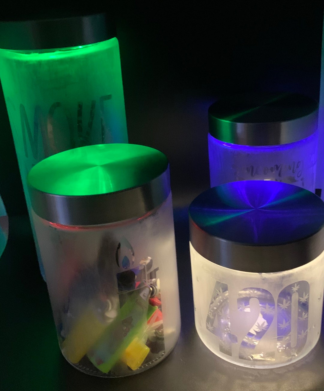 Personalized Etched Light up Storage Glass Jar Etsy