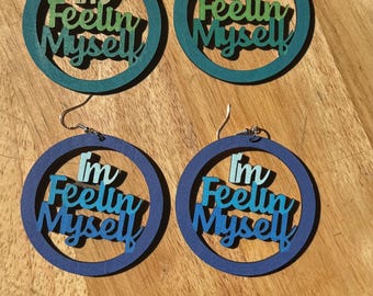 Hand-Painted Wooden Statement Earrings, Afrocentric Bold Jewelry