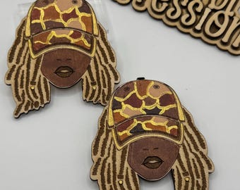 Loc’d Goddess Wooden Earrings – Afrocentric Streetwear Style | Hand-Painted Soulful Xpression Design