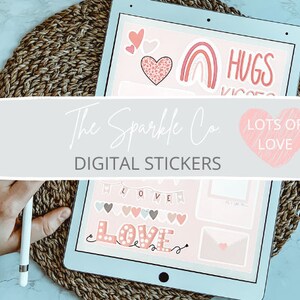 DIGITAL STICKERS + Valentines stickers, iPad planner, digital planner, woodnotes planner, sticker book, cute planner sticker
