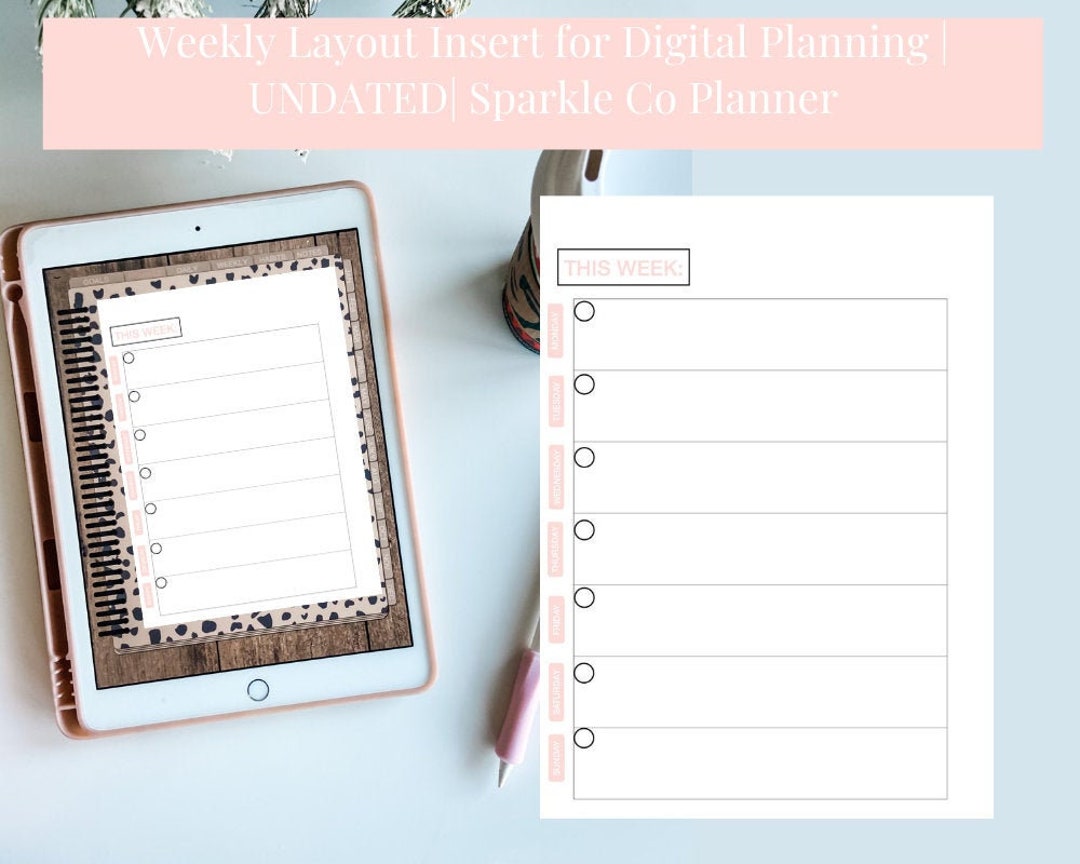 Weekly Digital Planner Insert + Digital Planning |UNDATED| Pink Daily ...