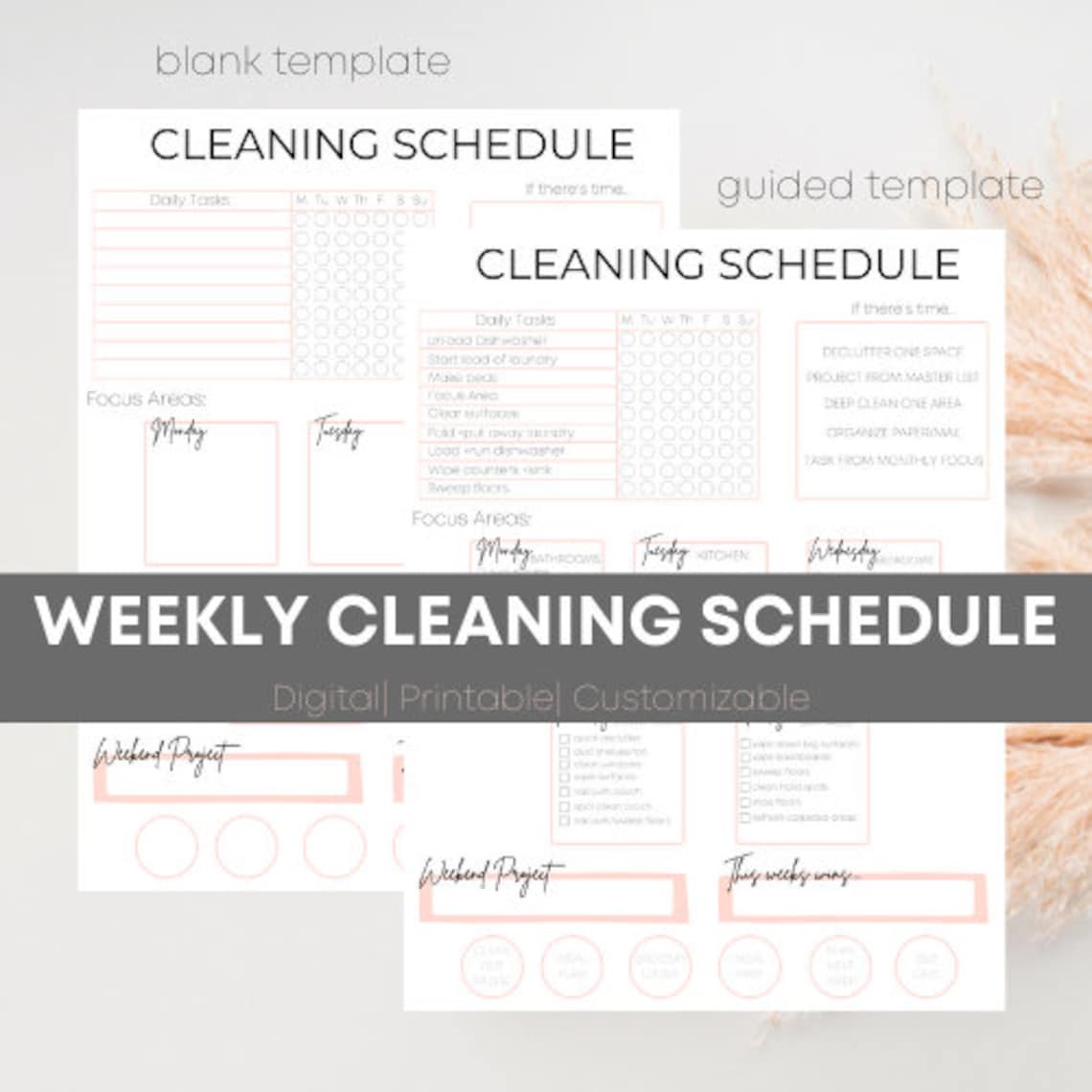 Weekly Cleaning Schedule EDITABLE PRINTABLE Cleaning Etsy