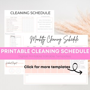 Weekly Cleaning Schedule, EDITABLE PRINTABLE, cleaning schedule, printable cleaning checklist, instant download, cleaning calendar, daily