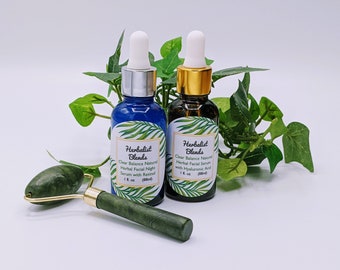 Herbal Face Serum Set: Day & Night, Hyaluronic Acid, Retinol + Jade Roller