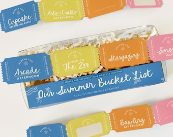 Summer Activity Gift Box for Kids, Summer Bucket List Coupons, Screen Free Boredom Buster, Family Fun Gift