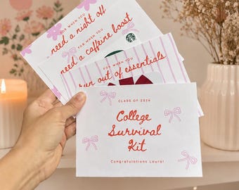 College Survival Kit Printable, Graduation Gift Card Holder Set, Class of 2026 College Gift, College Care Package for Daughter