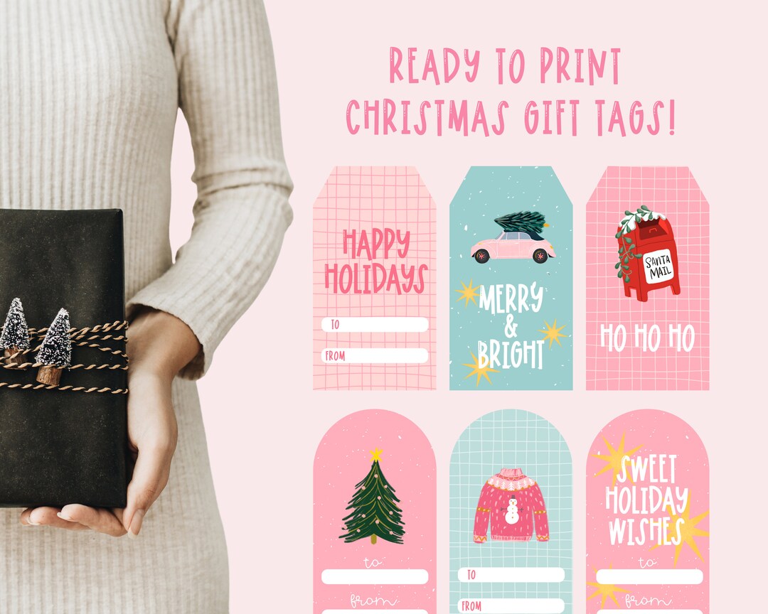 Printable Pink Christmas Gift Tags – Set of 6 (digital Download) - Etsy UK