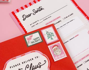 Letter to Santa Kit for Kids – Christmas Party Activity with Wishlist, Envelope & Stickers