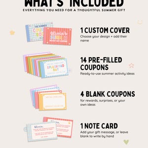 Personalized Summer Bucket List Coupons for Kids, Activity Coupon Book, Screen Free Summer Gift, Kids Boredom Buster image 3