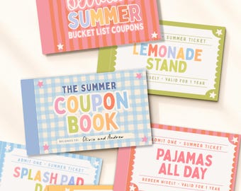 Printable Summer Bucket List Coupons for Kids, Editable Canva Coupon Book, Summer Activities for Kids, Activity Tickets
