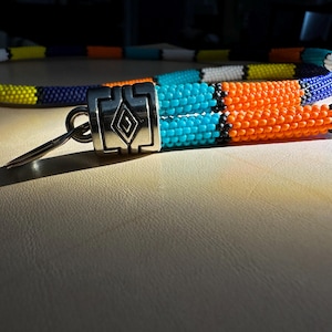 Bright colors peyote stitched lanyard