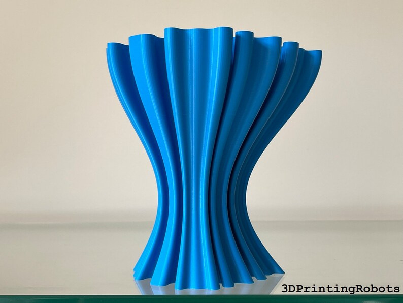 Modern Wavy Vase For Artificial Flowers Geometric Vase Sky Blue
