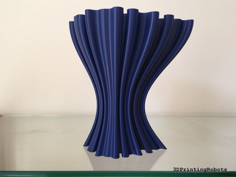 Modern Wavy Vase For Artificial Flowers, Geometric Vase, Contemporary Vase, Dry Vase, Decorative Ornament, Faux Flowers, Dried Flowers Cobalt Blue