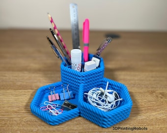 3D Printed Desk Organizer: Eco-Friendly PLA Filament, Multiple Colors