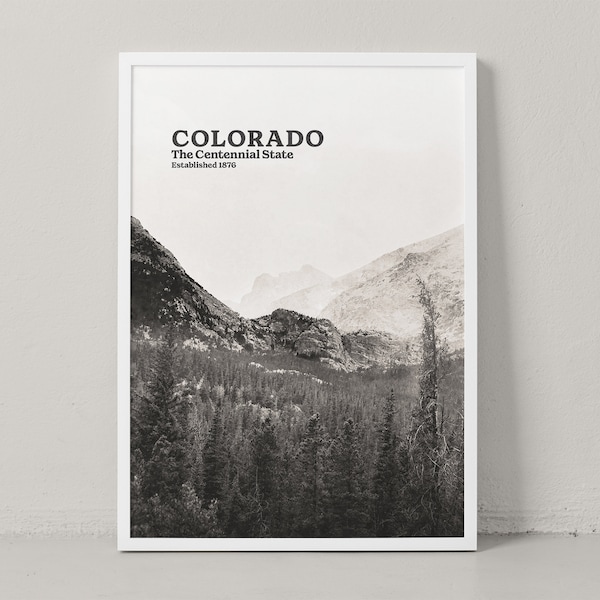 Affiche du Colorado - Impression du Colorado - Art mural du Colorado - Photographie du Colorado - Affiche de voyage du Colorado - Noir et blanc - Impression de voyage