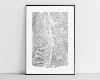 Breckenridge Topography Print - Ski Colorado - Topo Maps - Colorado Poster