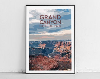 Grand Canyon Print - National Parks Poster - Original Illustration - Colorful Travel Poster - Modern Wall Art - Adventure Prints