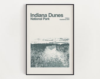 Indiana Dunes National Park Poster - Minimalist Wall Art - National Park Prints - Indiana Poster