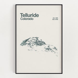 Telluride Colorado Poster - Minimalist Wall Art - Ski Colorado - Ski Resort Print