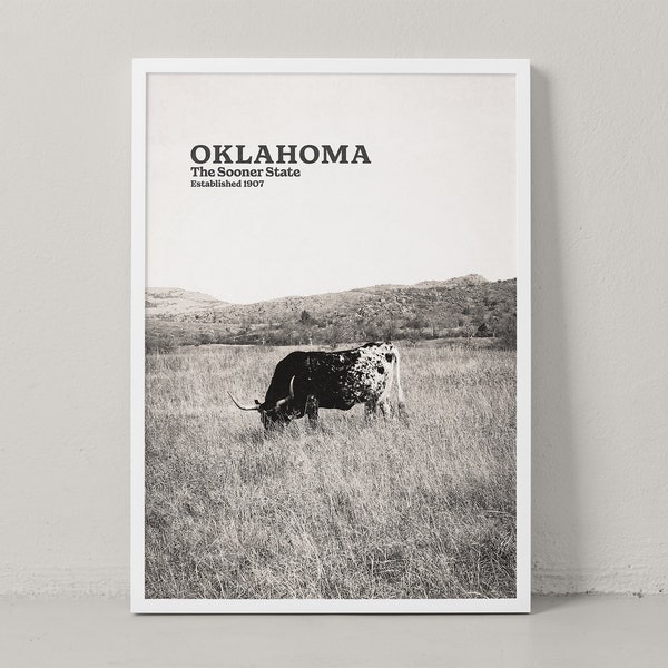 Oklahoma Poster - Oklahoma Print - Oklahoma Wall Art - Oklahoma Photography - Oklahoma Travel Poster - Black and White - Travel Print