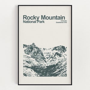 Rocky Mountain National Park Poster - Minimalist Wall Art - National Park Prints - Colorado Poster