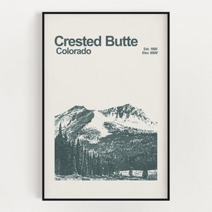 Crested Butte Colorado Poster - Minimalist Wall Art - Ski Colorado - Ski Resort Print