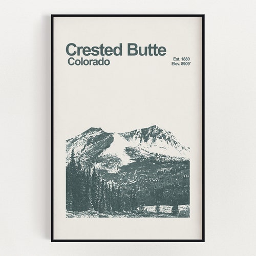 Crested Butte Colorado Poster Minimalist Wall Art Ski Etsy