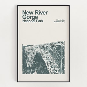 New River Gorge National Park Poster - Minimalist Wall Art - National Park Prints - West Virginia Poster
