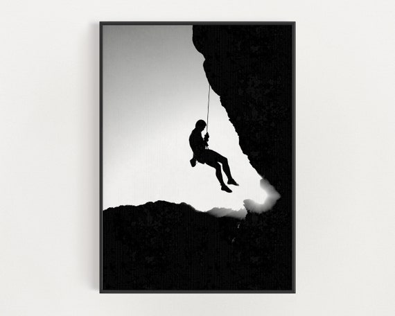 Rappelling Poster - Climbing Wall Art - Rock Climber Gift