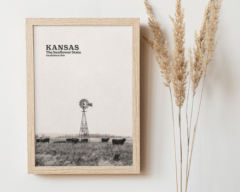 Kansas Poster Kansas Print Kansas Wall Art Kansas Etsy