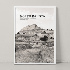 North Dakota Poster - North Dakota Print - North Dakota Wall Art - North Dakota Photography - North Dakota Travel Poster - Black and White