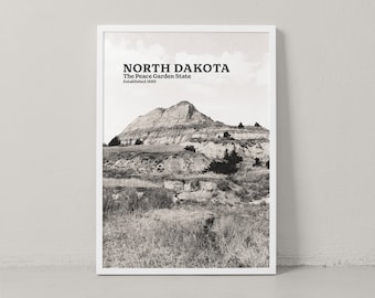 North Dakota Poster - North Dakota Print - North Dakota Wall Art - North Dakota Photography - North Dakota Travel Poster - Black and White