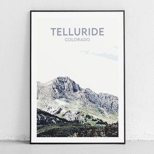 Telluride Travel Print - Colorado - Original Illustration - Vintage Travel Poster - Modern Wall Art - Mountain House Decor