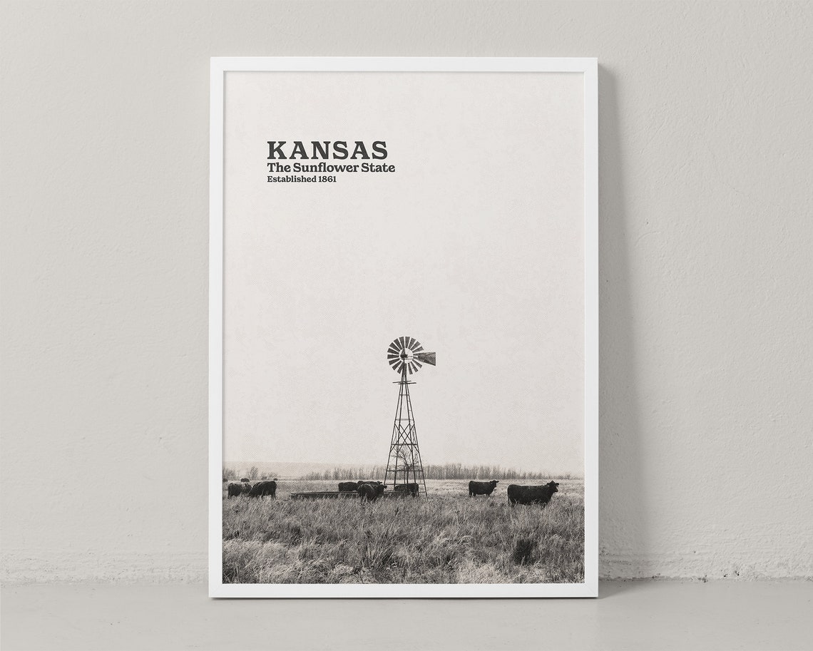 Kansas Poster Kansas Print Kansas Wall Art Kansas Etsy